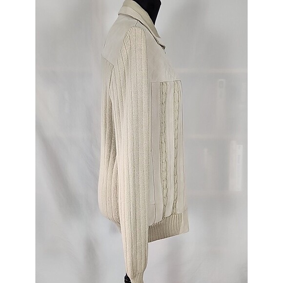 Original Windbreaker Jacket Mens Medium Knit Sweater Suede Leather Full Zip - Picture 6 of 16